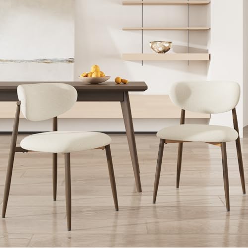 COLAMY Küchenstuhl Esszimmerstühle 2er Set, Moderne Polsterstuhl Essstühle mit Fester Rückenlehne, Stoff Esszimmerstühl mit Metallbeinen für Esszimmer, Küche, Restaurant, Beige