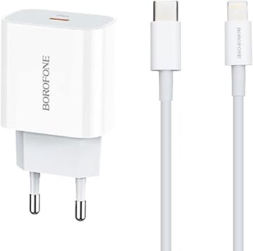 Coverzone 20W PD Type-C Hızlı Şarj Adaptörü iPhone 12 13 14 Uyumlu – Akıllı Güç Dağıtımı, Aşırı Akım Koruma, Kompakt Tasarım, Ev ve Ofis Uygun Şarj Başlığı USB C - Lightning Kablo | BA38APlus