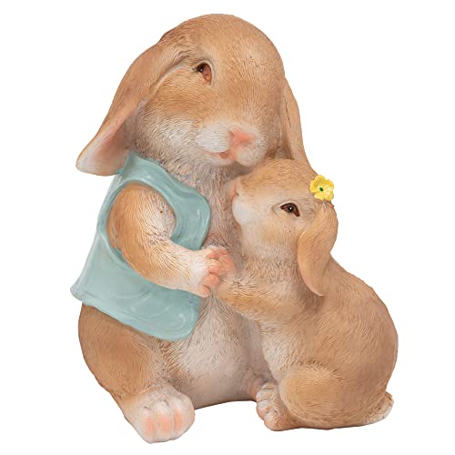 Pelle & Sol Statue de lapin mère et enfant - Décoration de jardin - Sculpture en résine pour extérieur - Figurines d'art d'animaux pour pelouse, patio, cour, porche, Noël, décoration d'intérieur Cover