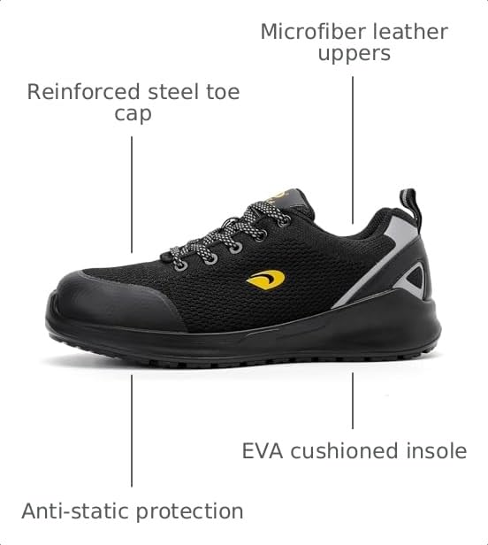 Image of DRKA Steel Toe Shoes for Men, Breathable Lightweight Work Sneakers Safety Shoes for Men with Anti-Static