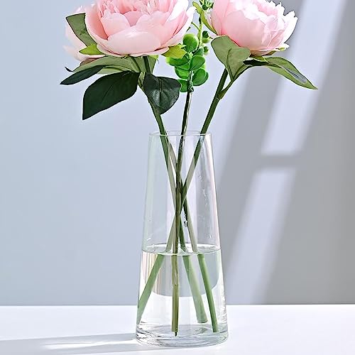 WellSign Clear Glass Vases for Flowers Decor, 8 Inch Modern Ins Boho Handmade Vases for Centerpiece Table Home Indoor Decor, Ins Boho Style Vase for Wedding Housewarming and Thanksgiving Day Gift