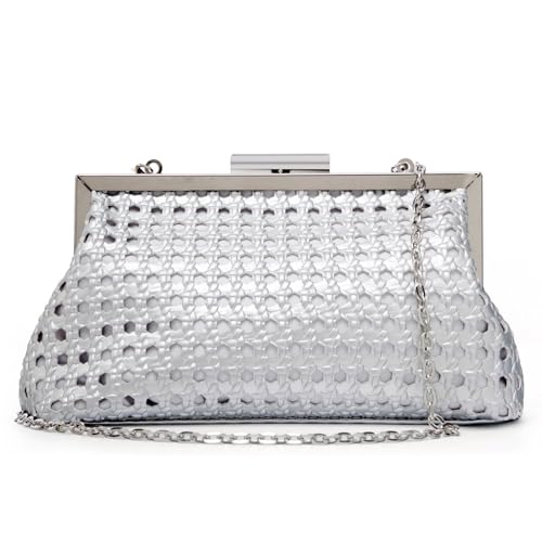 Image of DETARA Woven Evening Bag Clutch Purses for Women Fashion PU Leather Crossbody Purse for Wedding Party and Prom