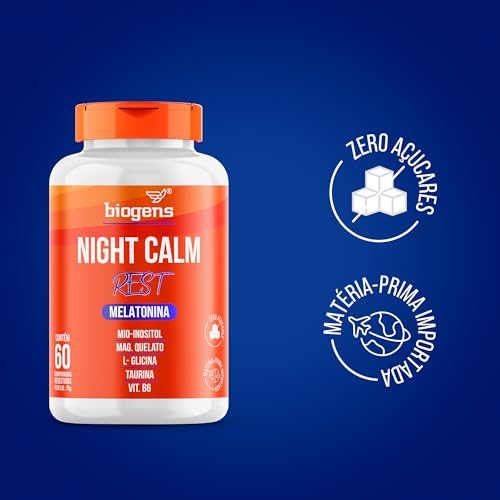 Night Calm Rest Melatonina, mio-inositol, Magnésio Quelato, L-Glicina, Taurina e Vitamina B6, Biogen