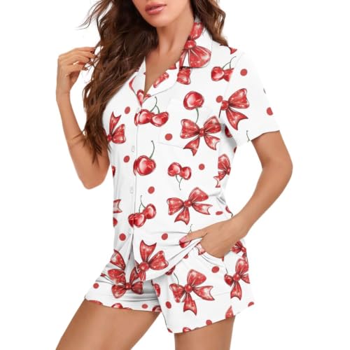 Image of Women's Short Sleeve Sleepwear Pajamas Nightwear with Pockets