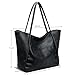 KKXIU Large Tote Bag for Women with Zipper Work Leather Travel Purse and Handbags - Black