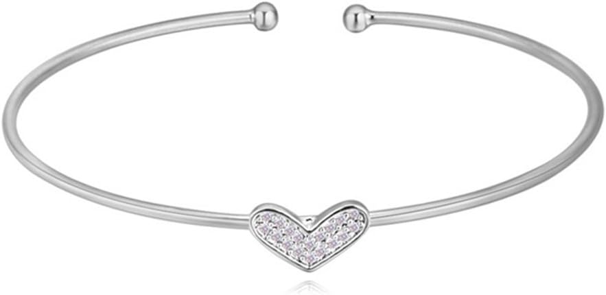 Cubic Zirconia Heart Cuff Bangle Bracelet From Aramex