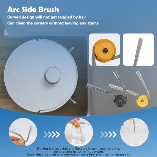 Image of 2flow Accessories Kit for Roborock Qrevo Curv 2 Flow Robot Vacuum | Replacement Parts 1 Main Brush, 1 Mop Rollers, 4 Filters, 4 Side Brushes, 4 Dust Bags, 1 Cleaning Tool