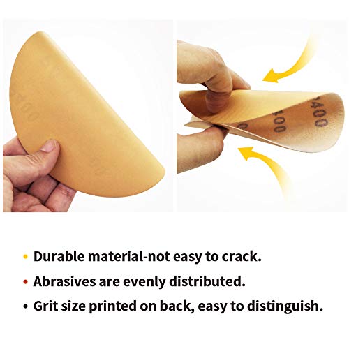 SPEEDWOX 50 Pcs 6 Inches Sanding Discs 400 Grit Dustless Hook and Loop Sandpaper for Random Orbital Sander Yellow Finishing Discs for Automotive Woodworking - Image 3