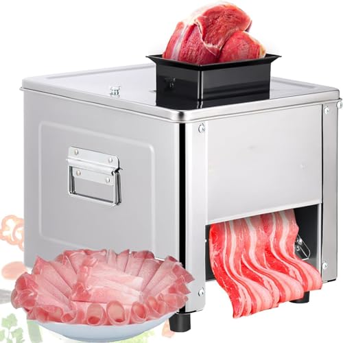 Mcamgiczin Macchina per Tagliare la Carne da 850 W, affettatrice elettrica per Carne in Acciaio Inossidabile per Carne di Maiale disossata, Pesce, Pollo, per Uso familiare e Commerciale,3.5mm