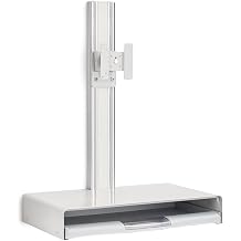 Displays2go Workstation for Wall, Fits Monitors Up to 43 Inches, Keyboard & Mouse Tray - White WMWORKST