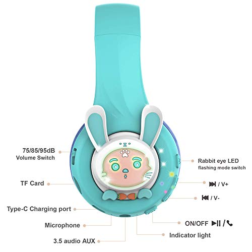 Riwbox Wt-7S&Rb-7S Kids Headphones Wireless, Bundle 2 Packs Foldable Stereo Bluetooth Headset With Mic And Volume Limited For Pc/Laptop/Tablet/Ipad (Pink&Blue) #TOP7