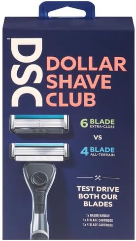 Dollar Shave Club Men's Razor Mixed Starter Shaving Kit Includes 1 Handle, 4-Blade Cartridge, and 6-Blade Cartridge 3 Count For a Comfortable and Smooth Shave Shaving Kit for Men