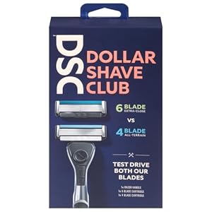Dollar Shave Club Men’s Razor Mixed Starter Shaving Kit Includes 1 Handle, 4-Blade Cartridge, and 6-Blade Cartridge 3 Count For a Comfortable and Smooth Shave Shaving Kit for Men