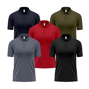 Lot de 3/5 Polos pour Homme à Manches Courtes, légers, à séchage Rapide, pour Le Golf, décontractés, à col, Respirants et évacuant l'humidité, pour Le Travail