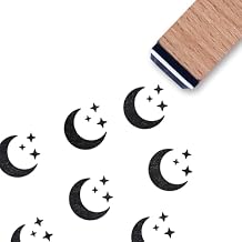 Moon Stars Rubber Stamp, 3/5 Inch Small Mini Stamp for Scrapbooking Card Making Planner