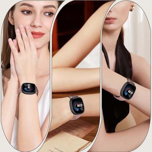 Correa de cuero slim compatible con Fitbit Versa 4/3/Sense miniatura 7