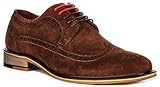 JUSTINREESS ENGLAND Robin Men's Suede Leather Lace Up Brogue Oxford Shoes, Classic Design with Durable Sole (Brown, UK 9)