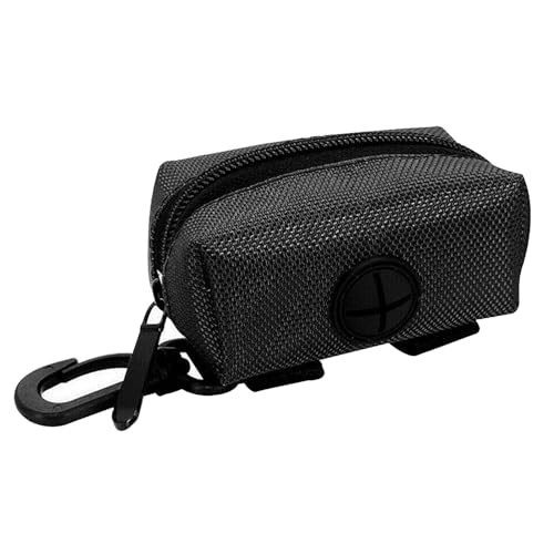 Dispensador de Bolsas para Perros, Dispensador Bolsas de Caca con Gancho, Dispensador de Bolsas para Excrementos, Porta Bolsa Excremento, Bolsa caca Perros Dispensador para Entrenamiento, Paseo, Negro