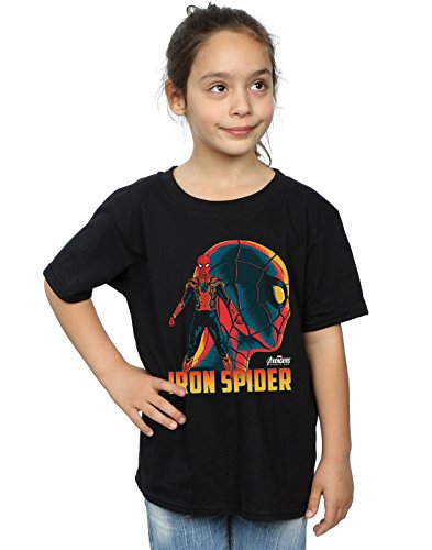 Marvel Girls Avengers Infinity War Iron Spider Character T-Shirt Black 5-6 Years