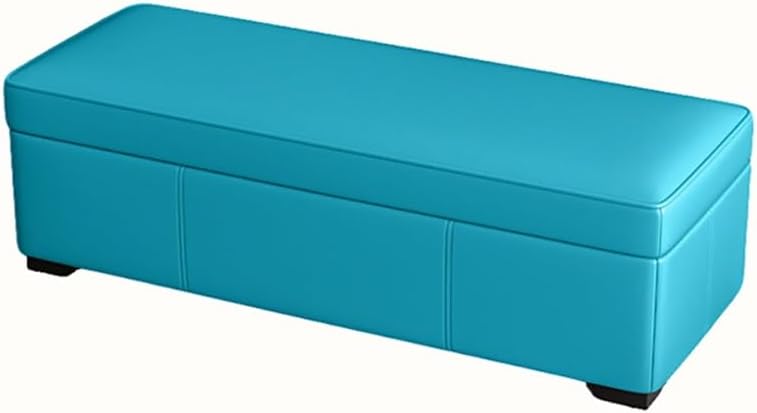 Storage Benches End of Bed Bench Large Upholstered Storage Ottoman Leather Window Bench with Storage Shoe Cabinet Bench for Bedroom Entryway Closet(Light Blue,40x40x40cm)