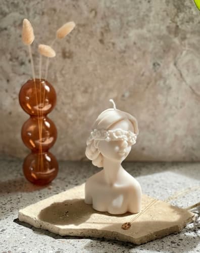 Image of Lady Sculpture Scented Candle | Premium Soy Wax Decorative Bust Candle for Home Decor | Long Burning, Aromatherapy Fragrance | Aesthetic Room Decoration Gift for Women (White, Lavender)