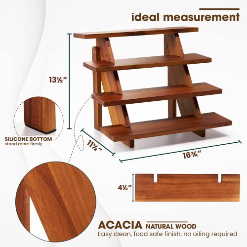 Tidita Acacia Display Stand For Vendors - Wooden Rustic Risers For Ideal Craft Funko Pop Shelves - Farmhouse Table Cake Stand For 24 Cupcakes (Acacia Wood) #TOP2
