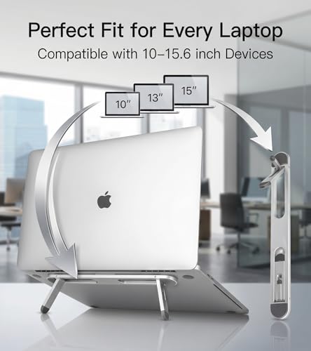 Image of Enclave Laptop Stand Adhesive Invisible Aluminum Computer Riser for Desk Adjustable Notebook Mount Stable for Tablets Laptops Keyboard 10-15.6 Tabletop. (Grey)