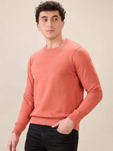 Image of Park Avenue Men Full Sleeve Slim Fit Solid Pattern Cotton Polyester Blend Regular Neck Regular Neck Casual Sweatshirt