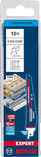 Bosch Professional 10x Lames de scie sabre Expert `Window Demolition` S 956 DHM (pour Bois avec métal dur, Longueur 150 mm, Accessoires Scie sabre)