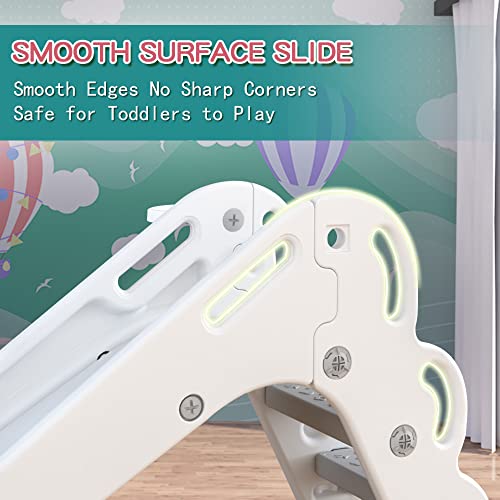 Kids First Slide For Toddlers Age 1 To 3 Years With Basketball Hoop Indoor Outdoor Playground Freestanding Slide Climber Playset Toy White #TOP1