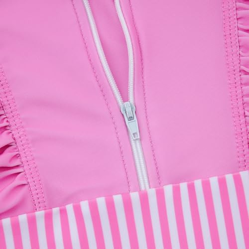 Baby Girls Swimsuits Toddler One Piece Bathing Suits Cute Zipper Swimwear with Bow Headband 1-5T3