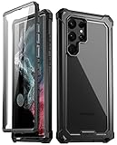 Poetic Guardian Case for Samsung Galaxy S22 Ultra 5G 6.8' (2022) [6FT Mil-Grade Drop Tested], Built-in Screen Protector Work with Fingerprint ID, Full Body Rugged Shockproof Cover Case, Black/Clear