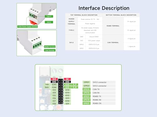 waveshare Industrial ESP32-S3 Control Board, Onboard RS485 and CAN Interfaces for Connecting External RS485 and CAN Devices, Support 2.4GHz Wi-Fi/Bluetooth 5, Built-in Multiple Protection Circuits - Image 6