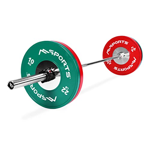MSPORTS Olympia - Juego de pesas Olympia con cierre + discos de peso seleccionables, discos olímpicos (barra con cierres + 60 kg) Cover