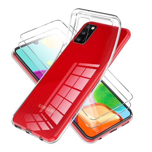  Vauki Cover per Samsung Galaxy A41 4G con 2 Pezzi Pellicola in Vetro Temperato, Custodia Flessibile in Silicone Trasparente Antiurto Protettiva Case per Samsung Galaxy A41 4G