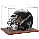 Fitense Full Size Football Helmet Display Case - 15.4×11×11.8in Interior, 100% Wooden Base, Compatible with Baseball/Motorcycle/Racing Helmets, High-Transparency Acrylic with UV Protection