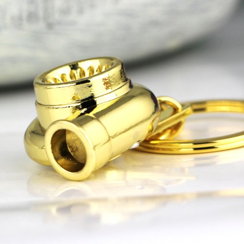 Image of maycom Creative Spinning New Turbo Turbocharger Keychain Key Chain Ring Keyring Keyfob (Gold Color)