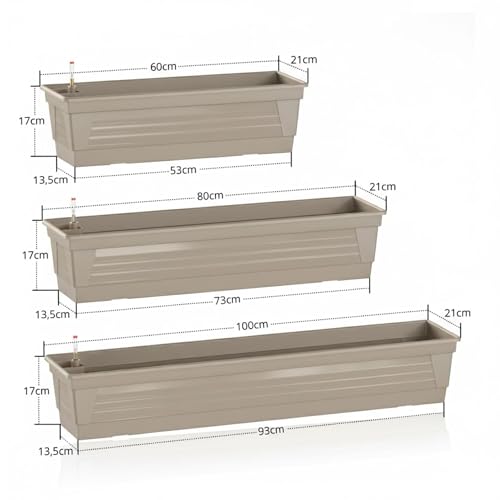 Plastard Blumenkasten 60 cm Seidengrau - Balkonkasten & Bewässerungssystem – Ansicht 3