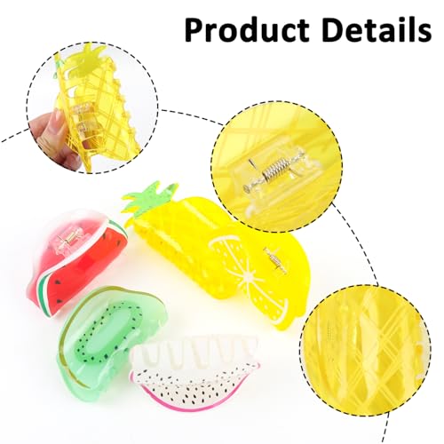 5 Pcs Fruit Hair Clips Strawberry Lemon Orange Pineapple miniatura 3