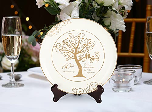 Urllinz 50Th Anniversary Plates With 24K Gold Foil-50Th Anniversary Wedding Gifts For Couples Parents,Valentine's Day Gifts, 50 Year Golden Wedding Gifts,Porcelain Plate For Her Him With Stand 9 Inch #TOP5