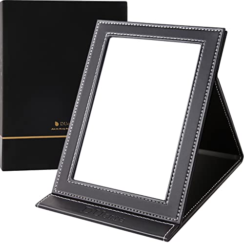 DUcare Espejo de Maquillaje de Escritorio (20 x 15 cm),Espejo Plegable Espejo de Viaje Espejo de Mano con Soporte,para Viajar, fácil de Llevar,para Maquillaje, Afeitado y Cuidado Facial