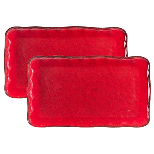 Lehaha Christmas Melamine Platters For Serving Food, Colored Serving Trays, 17.5 X 10 Rectangular Turkey Serving Tray, Set Of 2, Perfect For Outdoor, Christmas Parties, Restaurant, Dishwasher Safe