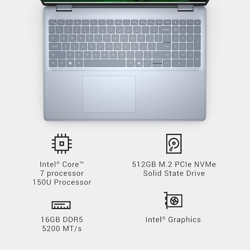 Dell Inspiron 5640 Laptop 16 FHD+ Display, Intel Core 7-150U, 16 GB DDR5 RAM, 512 GB SSD, Intel Graphics, Windows 11 Home, Ice Blue - Image 11