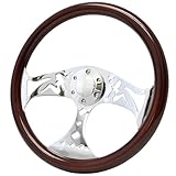 ウッドステアリング クロームレディ 380mm アメ車 対応 デコトラ バニング ローライダー 旧車 カスタム 内装 ハンドル