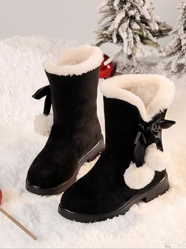Girls Winter Boots Princess Snow Bow High-Top Boots Mid-Calf Thick Warm Snow, Suitable For Little Girls2