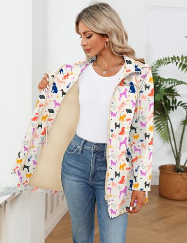 LOMON Women Waterproof Outdoor Hiking Raincoat Women Lined Rain Jacket Lightweight Hooded Jackets Trench Coats