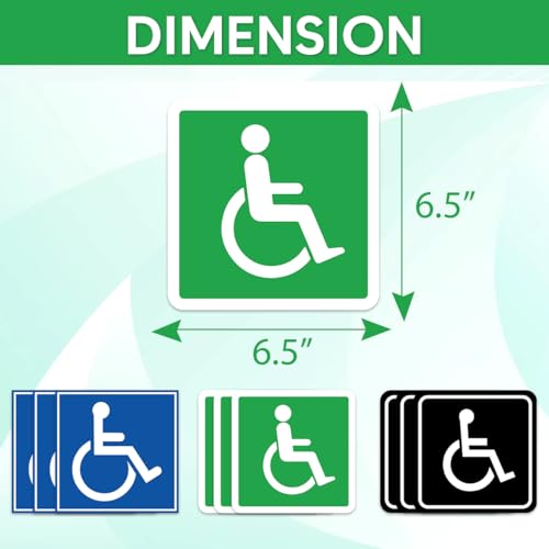 Image of Pack 9 Pcs Handicap Sign Stickers for Handicapped Disable Wheelchair Signs Window Indoor Stairs Outdoor Removable Bumper Stickers Waterproof Large Decals Public Home Accessories