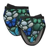 Manoplas de silicona para horno, diseño de mariposa azul y piedra verde, regalo para cocina, freidora de aire para cocinar y hornear