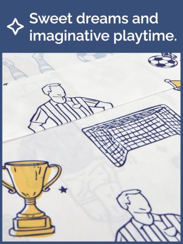 Image of Kids Queen Size Soccer Bed Sheets - 4 Piece Kids Soccer Sheet Set - Sporty Game Day Bedding - Ultra-Soft, Cute & Cozy - Breathable & Machine Washable - Goal Bed Set for Boys, Girls, Teens & Toddlers