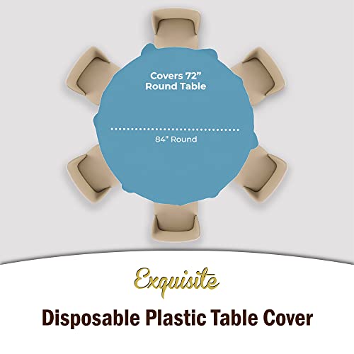 Exquisite 12-Pack Premium Plastic Tablecloth 84in. Round Table Cover - Sky Blue